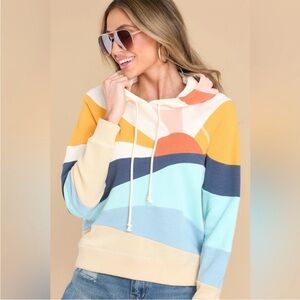Faherty Soleil Sun and Sea hooded pullover sweatshirt Nautical Sunrise Cotton